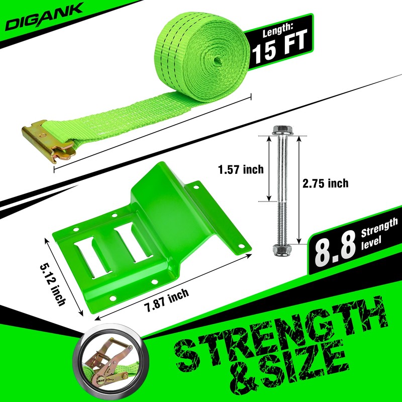 Digank E Track Wheel Chock Tie Down Kit, 2in*15ft Heavy