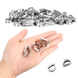 Wire Rope Thimbles Pack of 30 Thimbles 4 mm Stainless Steel Cable Thimbles Wire Rope Thimbles for Wire Rope, Rope Thimbles Rope Eyelet for Wire, Steel Cable, Stainless Steel Rope, Forestry Rope