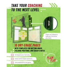 Plan2Play Baseball clipboard Dry Erase Book for Coaches Dry Erase Coaching Board, Best Baseball Coach Gifts Baseball Clip Board for Coach