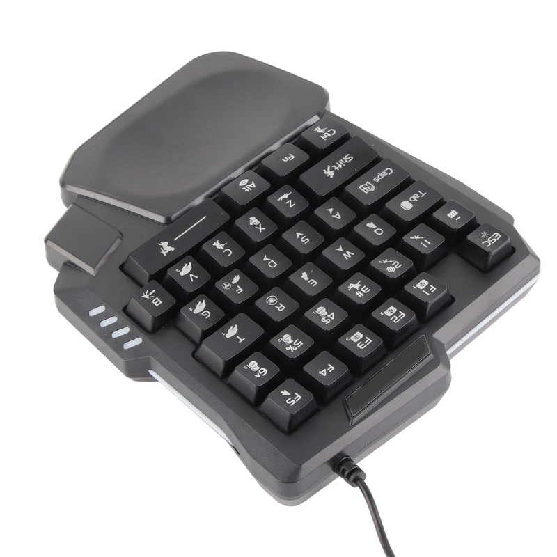 One Handed Gaming Keyboard 35 Keys Waterproof Wide Palm Rest