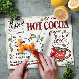 CounterArt Holiday Treats 3mm Tempered Glass Cutting Board 10” x 8” Manufactured in the USA Dishwasher Safe Cheese Board Bar Board