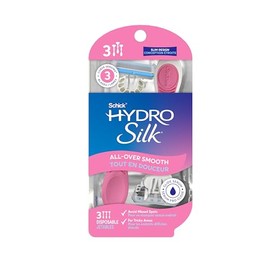 Schick Hydro Silk - Maquinillas de afeitar desechables de 3 hojas para mujer, 3 unidades, esenciales de viaje, afeitadora para mujer, diseño delgado, 