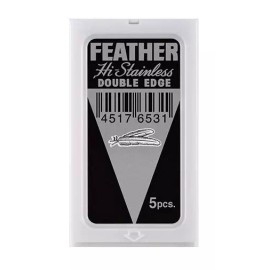 Feather Hi-Stainless Platinum Coated Double Edge Razor Blades- 5 Count