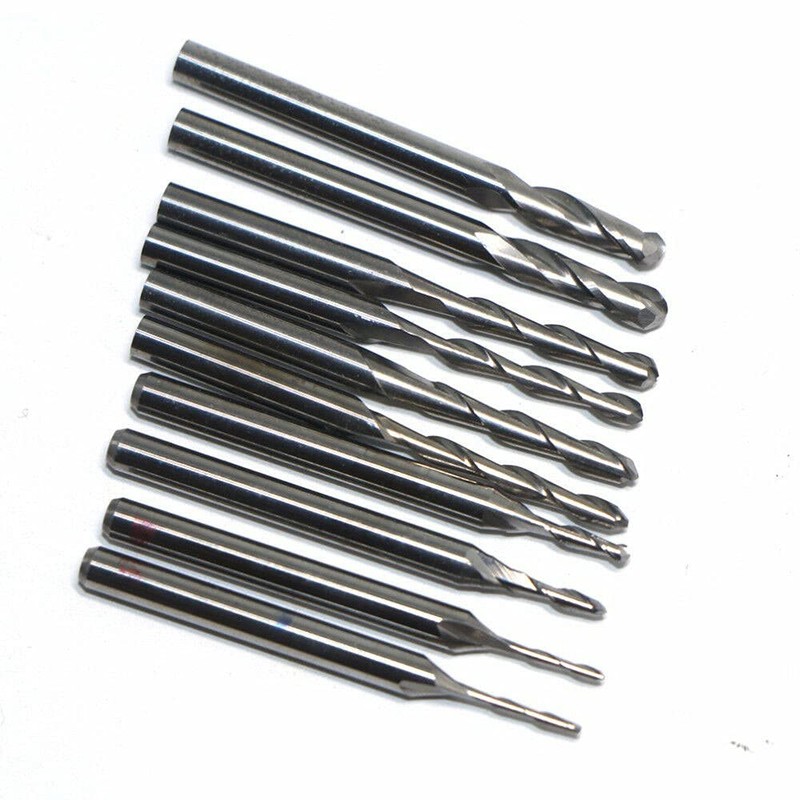 10PCS Ball Nose Twist End Mill Carbide End Mill Set