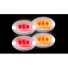 Dually Fender Lenses (4-Piece Set) w/ 2 Red LED Lights & 2 Amber LED Lights - Clear Lens w/ Chrome Trim Made for Superduty 1999-2010