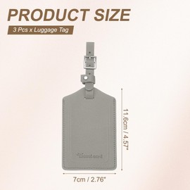 PATIKIL Suitcase Luggage Tags, Grey PU Leather Name Tags Airplane Bag Accessories Travel Essentials with Private Protection for Flying Hotel Check in Luggage Bags Men Women, 3 Pcs