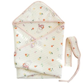 Swaddle, Baby Bear, Newborn, Baby Swaddle, Discharge, Shrine Visit, Sleeping Bag, Hugging Comforter, Blanket, Cape Hood, Baby Shower, 100% Cotton, Girls, Boys, Natural, Cute, 33.5 x 33.5 inches (85 x
