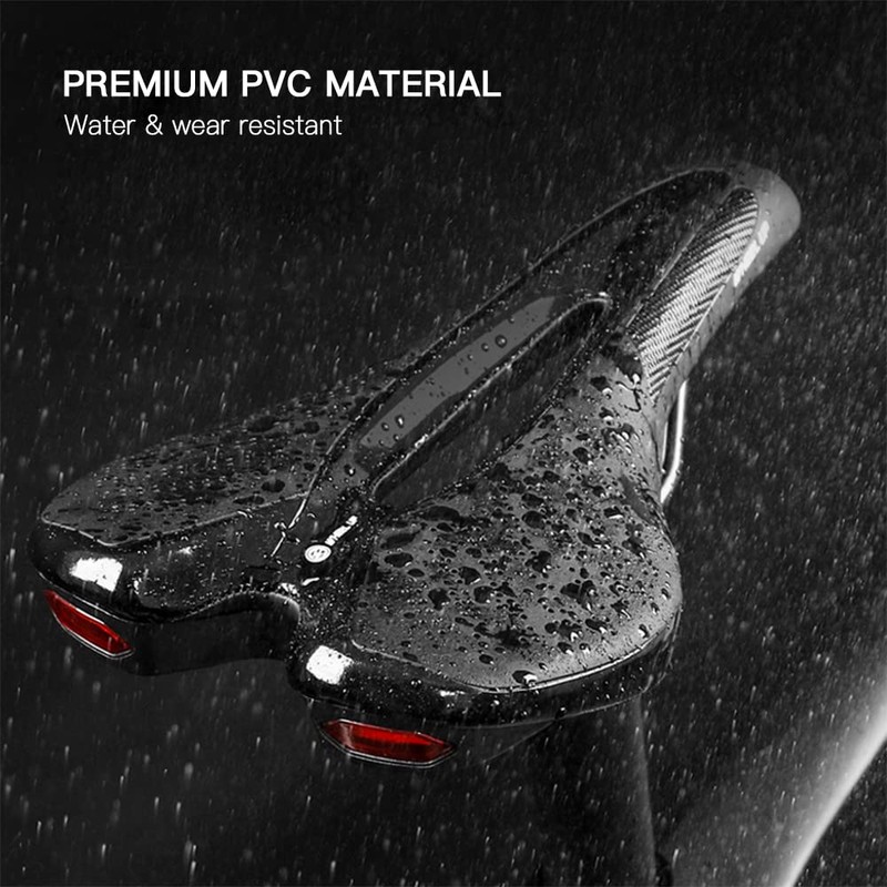 Bike Saddle, Bicycle Soft Saddle with USB Charging Warning Taillight