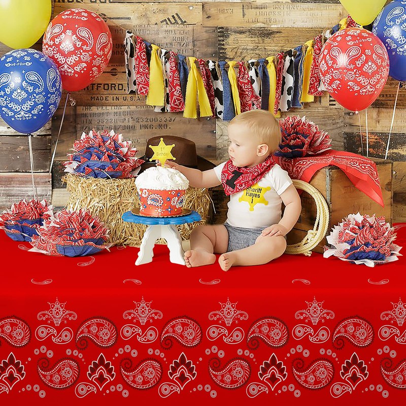 PHOGARY 2 Pieces Western Party Tablecloth, Bandana Western Cowboy Themed