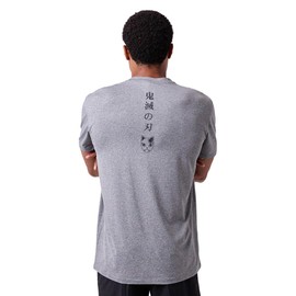 Demon Slayer Tanjiro Earring & Fox Mask Men's Athletic Heather Crew Neck Short Sleeve Performance Tee -Medium