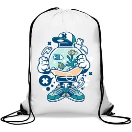 Cartoon Style Fish Tank Urban Pets Pet Gym Sack Casual Drawstring Bag