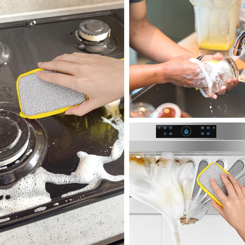 INSPUTOL Washing Up Sponge, Double-Sided Cleaning Pads, Multi-Purpose Scrubbers for