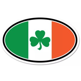 Irish Wholesale  TriColor Shamrock Oval Flag Ireland Irish Decal Sticker
