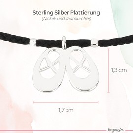 tanzmuster ® Girls' Ballet Bracelet (8 to 21 cm) with Ballet Shoes Pendant Made of Sterling Silver and Textile Bracelet Gift for Ballerinas - Children and Women Jewellery, Sterling Silver