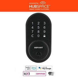 Defiant Fingerprint Smart Wi-Fi Deadbolt Powered by Hubspace Round Matte Black