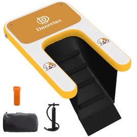 Danrelax Inflatable Dog Boat Ramp, 59" L x 39" W x6 H Perfect for Large-Sized Pets Up to 220 lbs, Boat Water Ladder with Claw-Friendly High Stability Non-Slip EVA Float for Pool, Lake, Dock & Seat