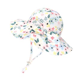 jerague Baby Girl Sun Hats 12-24 Months - Toddler Kids Bowknot Foldable Summer Swim Caps Flower with Chin Strap 50 UPF Protection Beach Hat