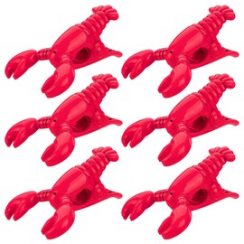CAIRIAC Beach Towel Clips for Beach Chairs, Lobster Beach Chair Clips for Towels, Large Heavy Duty Clothes Pins Plastic Clips, Towel Clips for Beach, Pool, Cruise Ship, Boat (6 Pcs, Red)