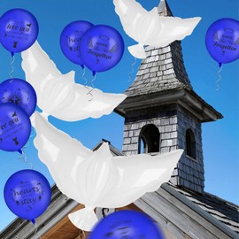4PCS White Dove and 35PCS Memorial Balloons to Release in Sky - Biodegradable for Happy Heavenly Birthday, Condolence, Funeral, Anniversary, Remembrance Services