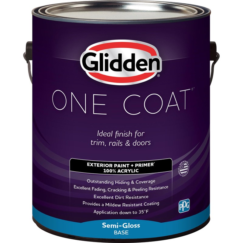 Glidden Exterior Paint + Primer: Beige/Almond Cream, One Coat, Semi-Gloss,