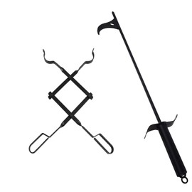 bbq777 Fire Pit Tool Kits, 30" Fire Pit Poker and 26" Log Grabber Fireplace Tongs for Outdoor Campfire, Camping, Wood Stove, Black