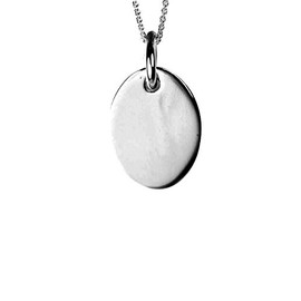 apop nyc 925 Sterling Silver Oval Disc Pendant Charm Necklace 24 inch