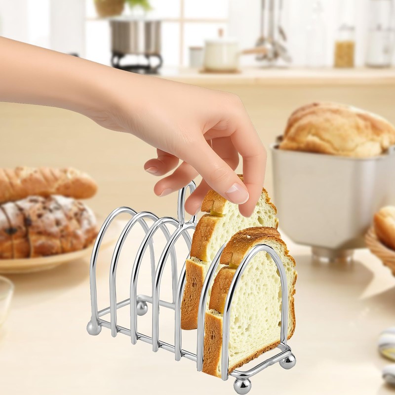 Toast Rack Stand Holder, 6 Slice Stainless Steel Toast Rack