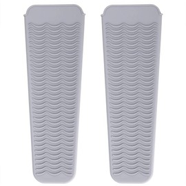 Heat Resistant Mat for Hair Tools, Silicone Heat Mat & Holder for Curling Iron, Professional Portable Travel Flat Iron Mat Pad Pouch Case Cover for Titanium Teardrop Dryer Brush Storage Comfort - Colour: Gray-2 Pack