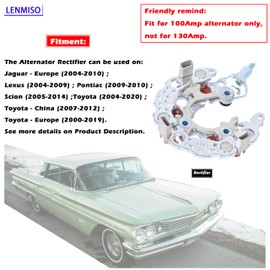 LENMISO 100A Alternator Rectifier Diode Compatible with Toyota Corolla Lexus Pontiac Lester Replace 021580-6610 INR430AL