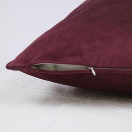 VI-FA Throw Pillow Covers Set of 2 Decorative Soft Velvet Cushion Case for Couch Bed Car Living Room,Burgundy 18''x18''