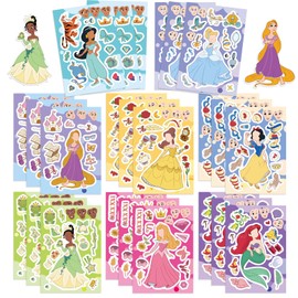 Princess Stickers for Girls, 24 Sheets Make Your Own Princess Stickers for Kids, Girls Make a Princess Stickers, Princess Make a Face Stickers, Classroom Rewards, Art Craft Party Supplies