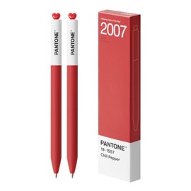 Kaco FIRST Gel Pens 2 Pieces with Black Ink, 0.5 mm Fine Point, Smooth Writing Experience, Aesthetic Cute Stationery for Journaling, Note Taking Pens (2007 Chili Pepper)