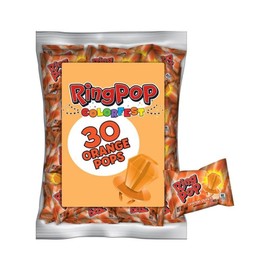 Ring Pop Individually Wrapped Orange Candy 30 Count Bulk Lollipop Pack – Orange Punch Flavored Lollipop Suckers for Kids, Fun Candy for Parties & Celebrations, Party Favors, 15 Ounces