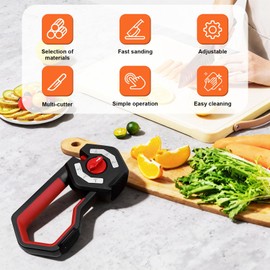 Cxqbsmy 6 in 1 Knife Sharpener, Sharpening Tool for Straight Blades, 6 Stage Knife Sharpeners for Kitchen Knives, Scissors, Blade Sharpening, Repairs & Honing & Polishing Tool, Black Red