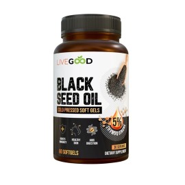 LiveGoods Black Seed Oil Cold Pressed 100% Pure 5% Thymoquinone (60 Capsules)