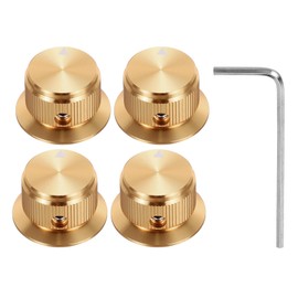 MECCANIXITY 4Pcs Aluminium Potentiometer Knobs 1/4" Top Hat Bell Control Replacement Knob with Screw for Guitar Bass AMPS Gold