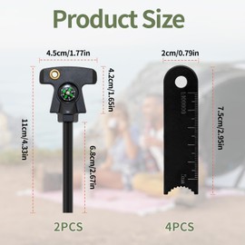 VINEST 2PCS Flint and Steel, Premium Fire Starter with 2 Scale Scraper and 2 Whistle, Magnesium Ferro Rod include Compass Ruler Wrench, Survival Kit for Travelling Camping Hiking