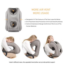 Airplanes Inflatable Travel Pillow, Neck Pillow Avoid Neck Shoulder Pain Comfortably Support Head for, Trains, Cars and Office Napping (Grey)