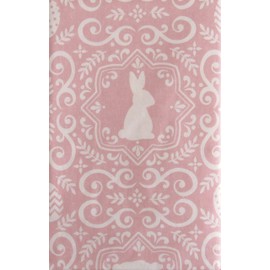 Mainstream Elegant Easter Bunny Floral Pattern Vinyl Flannel Back Tablecloth (52*90inch Oblong) Powder Rose