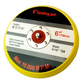 Velcro Sanding Disc for Random Orbital Sander Unperforated Diameter 150 mm 5/16 Inch x 24 UNF Male Thread Yellow