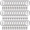 44 Pack Curtain Rings with Clips Hooks 1.26 inch Rustproof Matte Metal Stainless Steel Drapery Rings for Tension Rod Bracket Eyelets Decorative Hangers, Matte Silver (1.26" Interior Diameter)