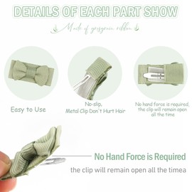 CÉLLOT 40pcs Baby Bows for Girls Mini Bow Snap Clip Baby Hair Clip Grosgrain Ribbon 1.2" Tiny Hair Bows Clips for Baby Girls Toddlers Infant Fine Thin Hair in Pairs