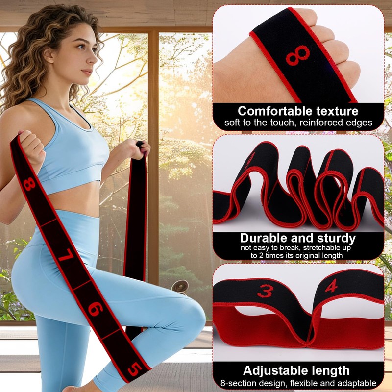 4pcs Numbered Fitness Resistance Bands, Stretching Strap with Clear Markings