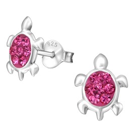 FIVE-D Earrings Crystal Tortoise 925 Silver in Jewellery Case, Sterling Silver, Crystal