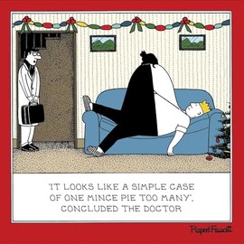 Funny Christmas Card for Him - One Mince Pie Too Many - Eco-Friendly - Made in the UK