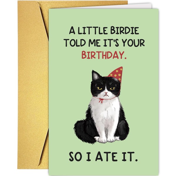 Supoeguk Cute Cat Birthday Card for Cat Mom Cat Dad,