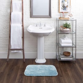 Mohawk Home Goliath Machine Washable Bath Mat 17" x 24" Diamond Blue