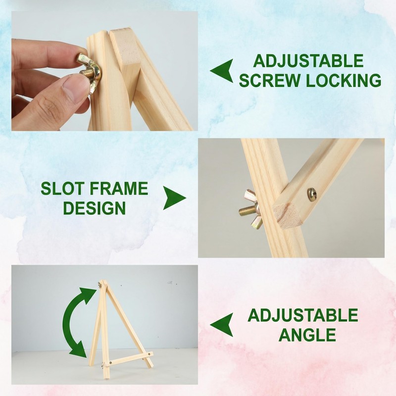 4 Pack Tabletop Wooden Easels, 11.8 Inch Adjustable Foldable