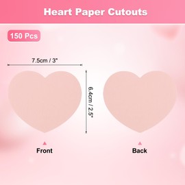 MECCANIXITY 150PCS Heart Paper Cutouts 2.5 Inch Small Heart Shaped Tags for Valentine's Day Craft Classroom Bulletin Board, Pink