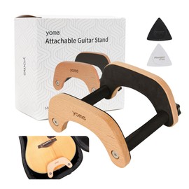 YOMEKASO Attachable Wood Guitar Stand Adjustable Durable Solid Wood Guitar Holder Easy to Assemble Sturdy Floor Stand Portable Travel Friendly Lightweight Design for Acoustic Guitar Stand
